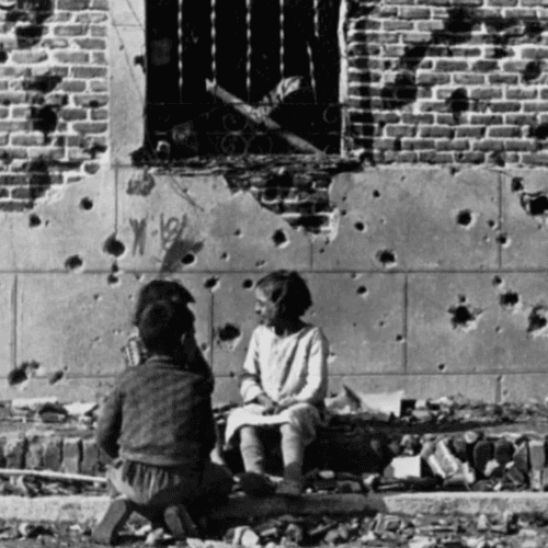 Children in the Civil War in Madrid, Spain