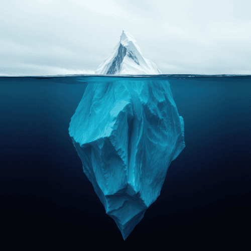Iceberg representing the three levels of mind